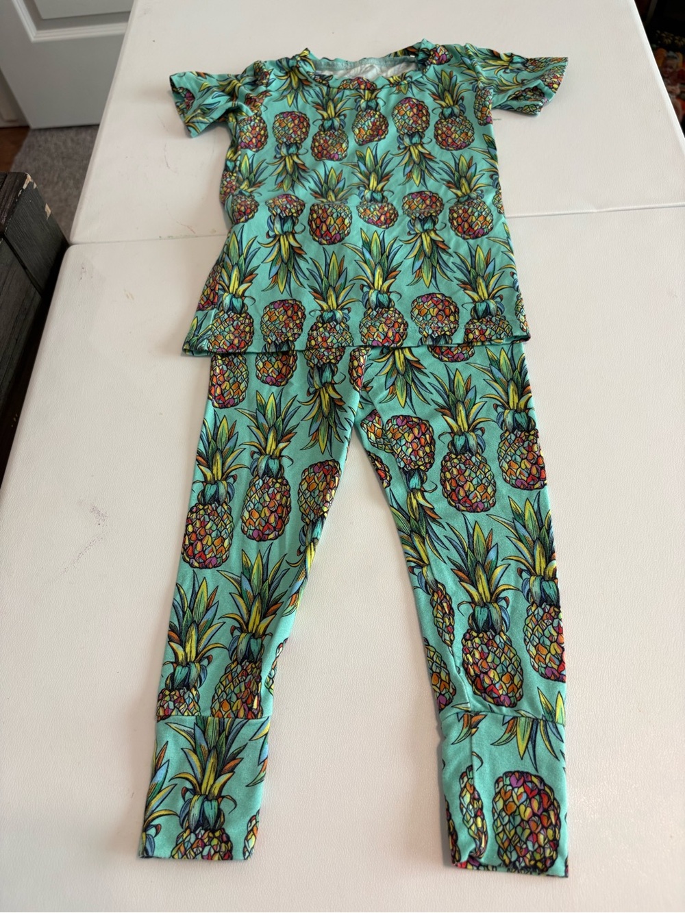 Kids Pineapple Print Pajama Set - Aqua Pineapple// Bums and Roses Bamboo